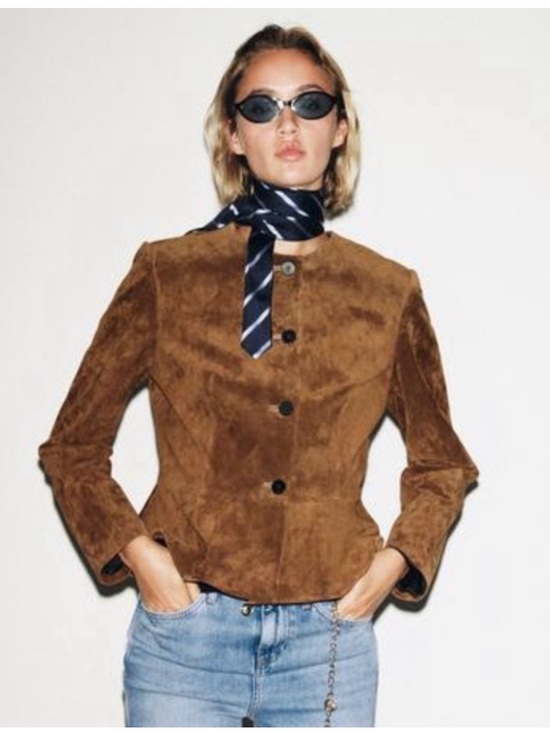 Zara Jackets & Blazers - Zara Brown Suede Button-Down Jacket
